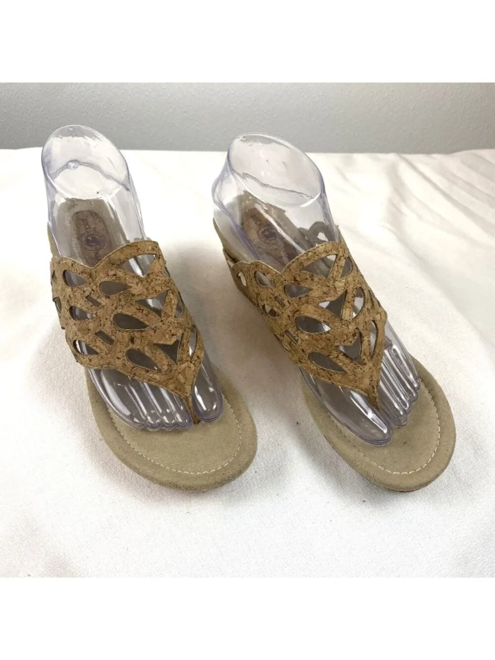 Duck Head Women's Tan Slip-On Cork Dressy Open Toe Wedge Sandals 3